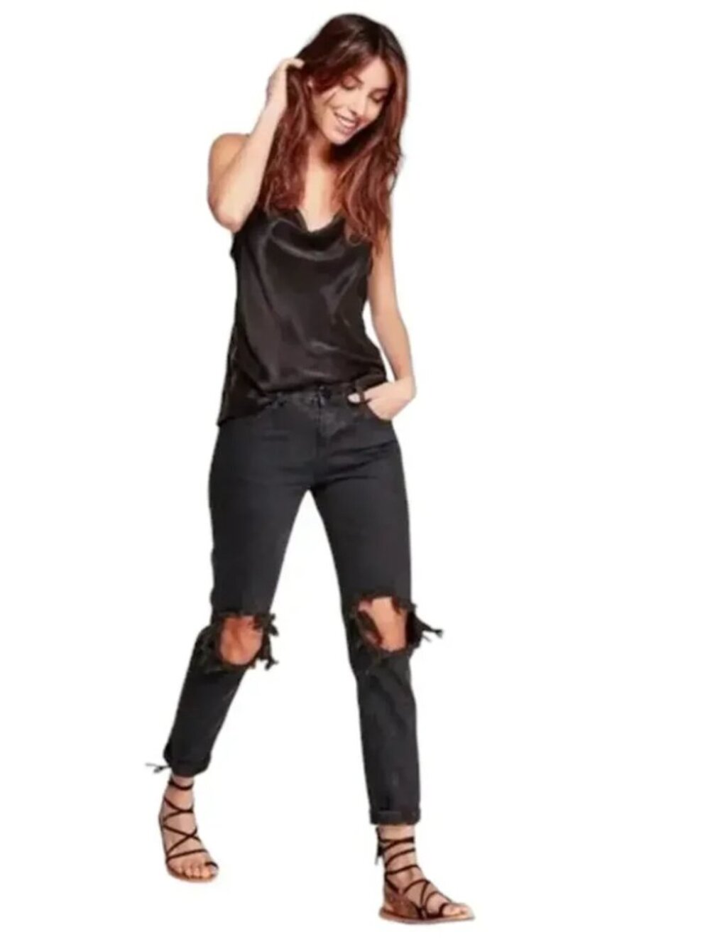 One X One Teaspoon Awesome Baggies Jeans Distressed Denim Pant Low Rise Black 26